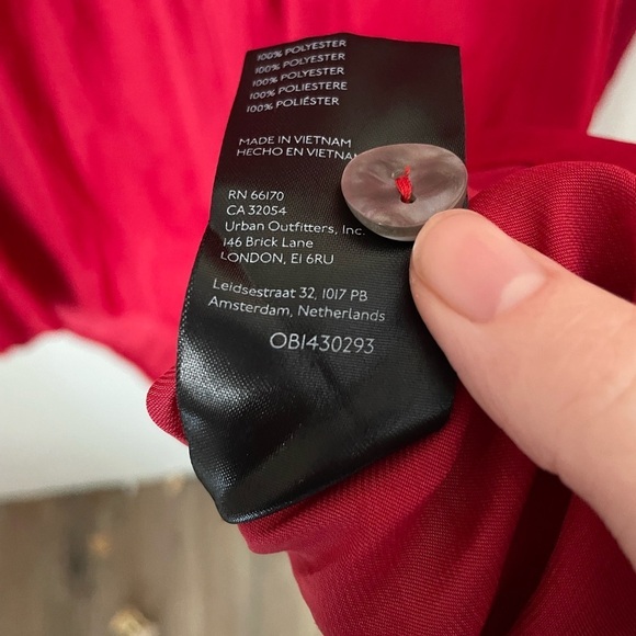 Anthropologie Red Pleated Long Sleeve Blouse Size Large - Picture 6 of 8